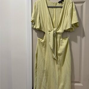 Lulu's Yellow Ruffled Tiered Midi Sundress